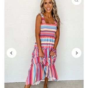 NWT Pink Striped Midi Dress